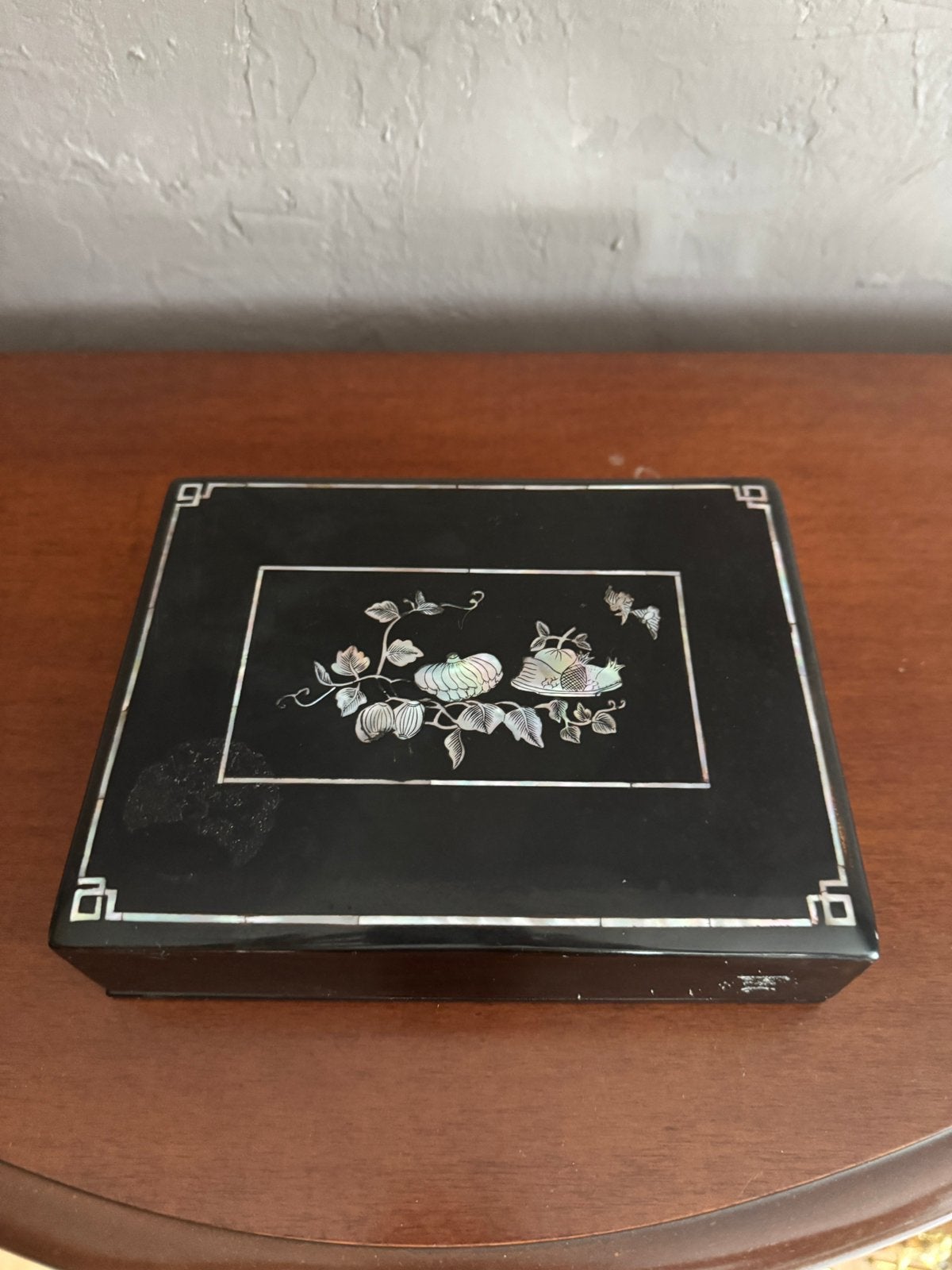 Chinese lakdoos m parelmoer inleg en fiches v spellen, Ophalen of Verzenden