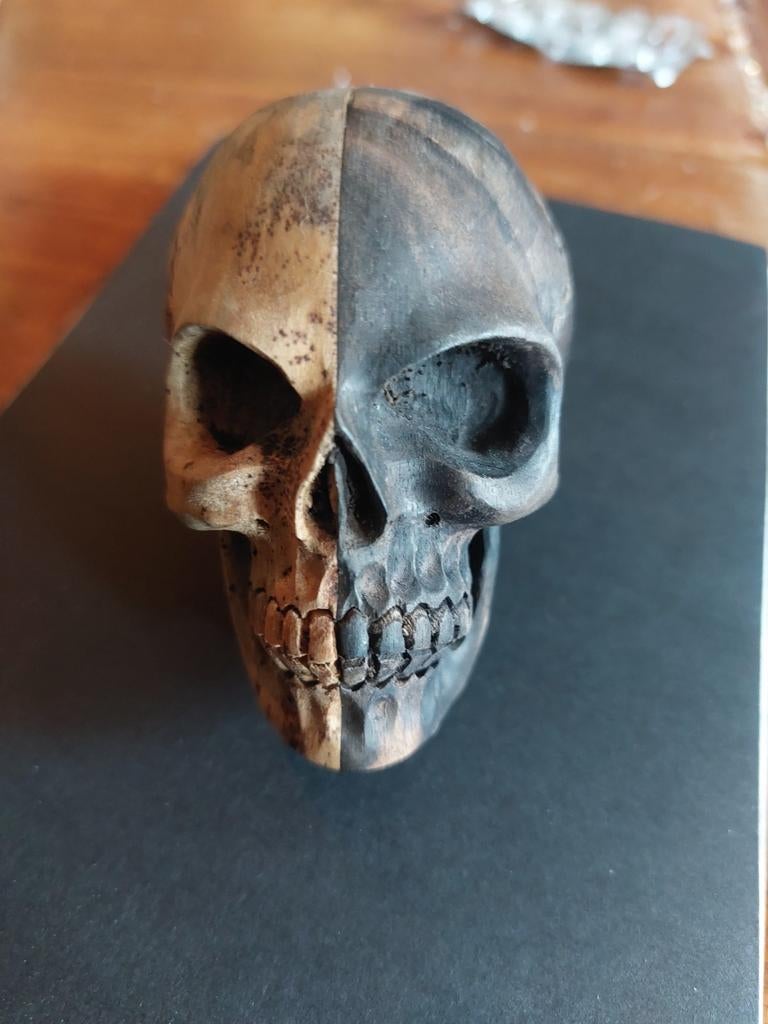 Schedel in memento mori kunst handwerk, Ophalen of Verzenden