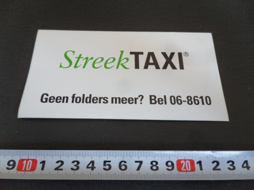 sticker streek taxi / geen folders meer? bel 06-8610 *, Verzamelen, Ophalen, Zo goed als nieuw