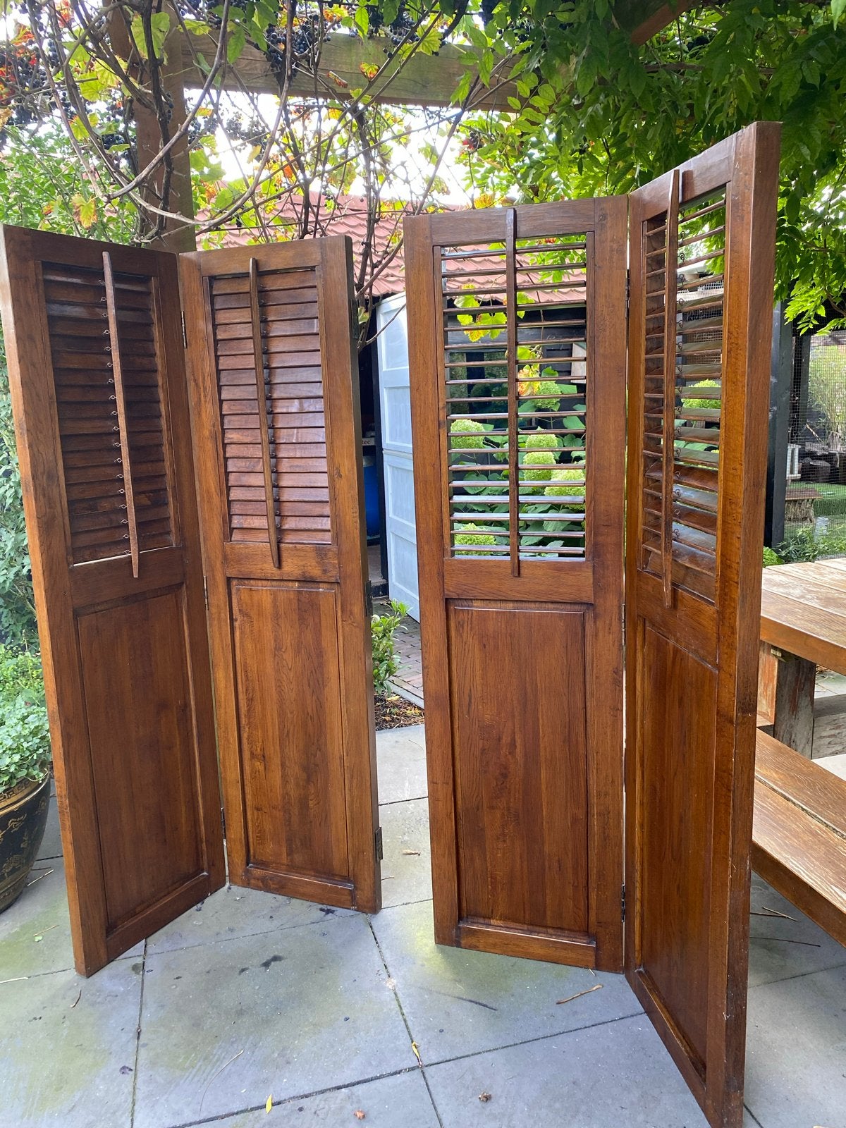 Set van 4 houten louvre deuren - Binnendeuren, Doe-het-zelf en Verbouw, Ophalen, Gebruikt, 80 tot 100 cm, Binnendeur