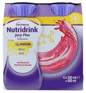 Nutridrink Jucy Plus Verfrissende Framboos (50+ flesjes), Ophalen of Verzenden, Nieuw, Poeder of Drank