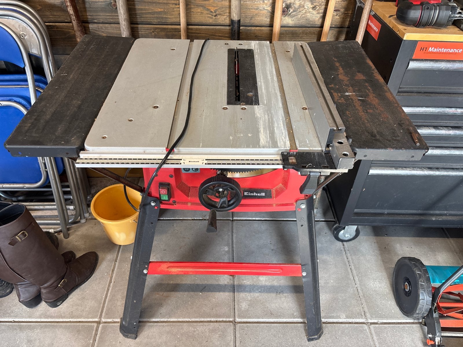Einhell tafelzaag, gebruikt, Cirkelzaag, 70 mm of meer, Ophalen of Verzenden, Zo goed als nieuw