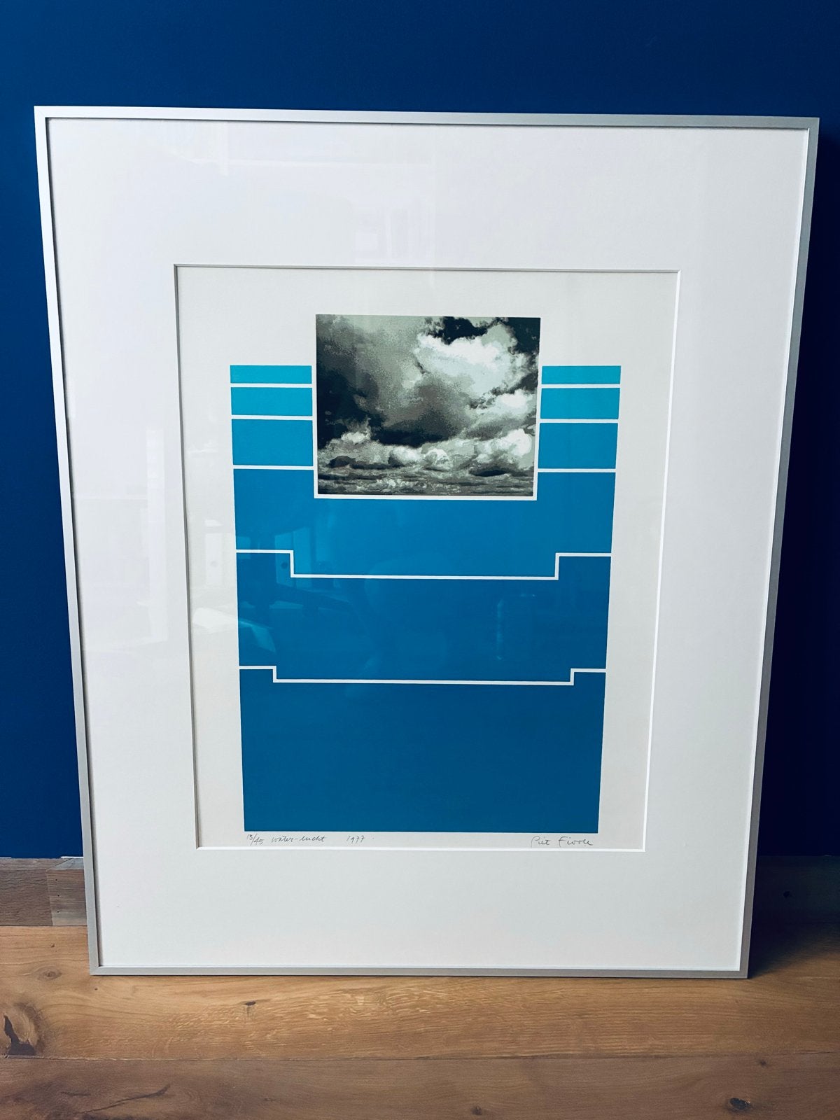 Piet Fioole - Water-Lucht (1977) - Genummerd en Gesigneerd, Ophalen, Zeefdruk, Overige technieken, Achter glas
