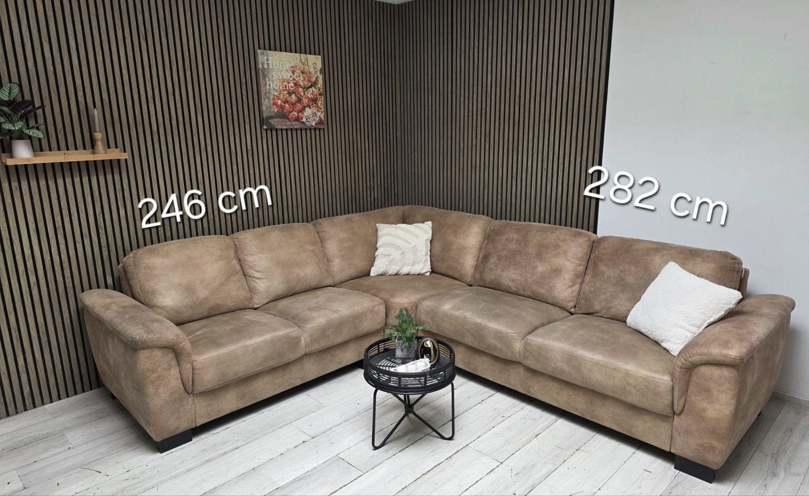‼️cognac hoekbank/gereinigd/bezorgen‼️, Huis en Inrichting, Ophalen, Gebruikt
