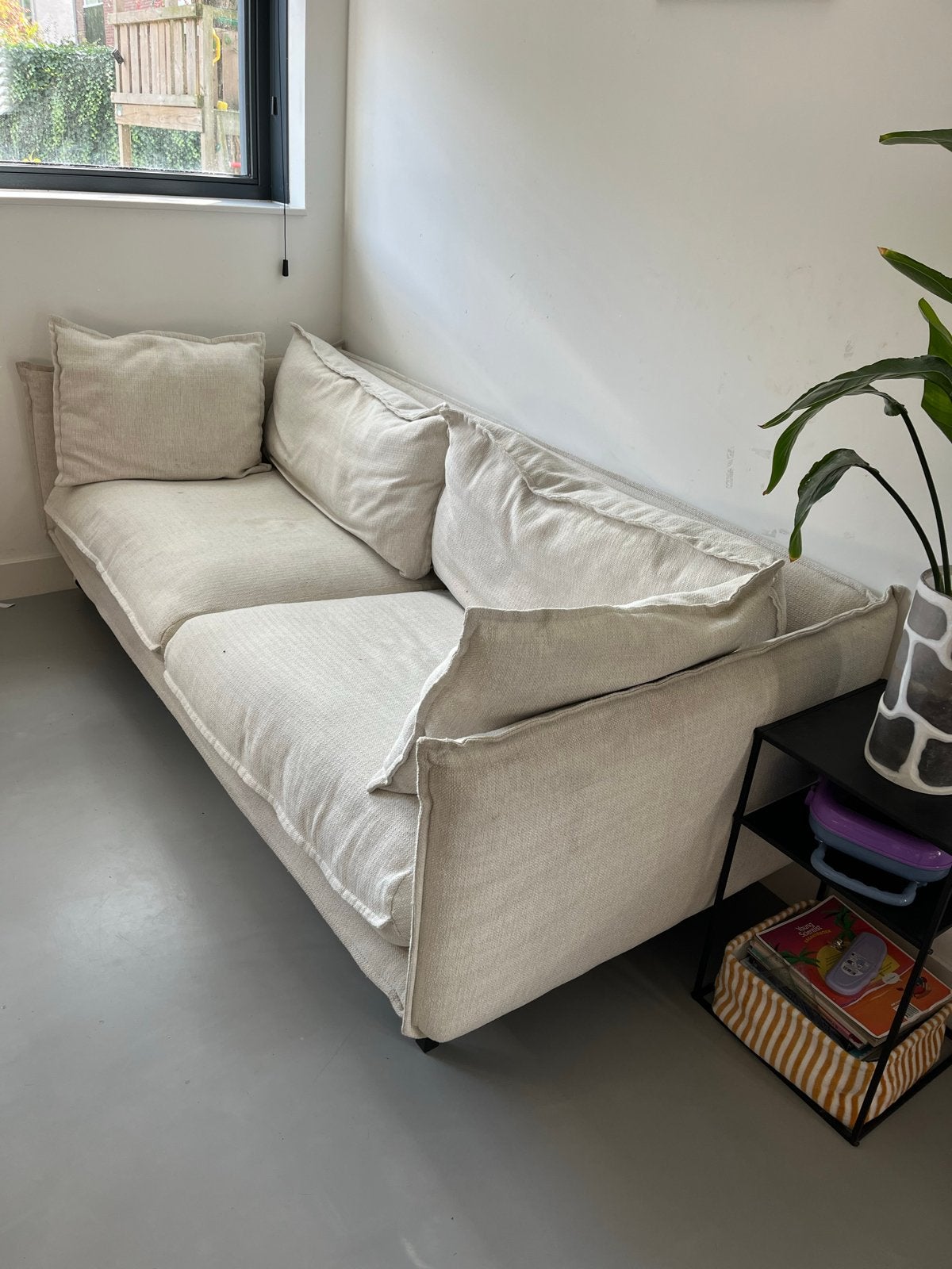 KARWEI 3-zits bank Gayle zand polyester, Huis en Inrichting, Gebruikt, 100 tot 125 cm, Driepersoons, Ophalen of Verzenden