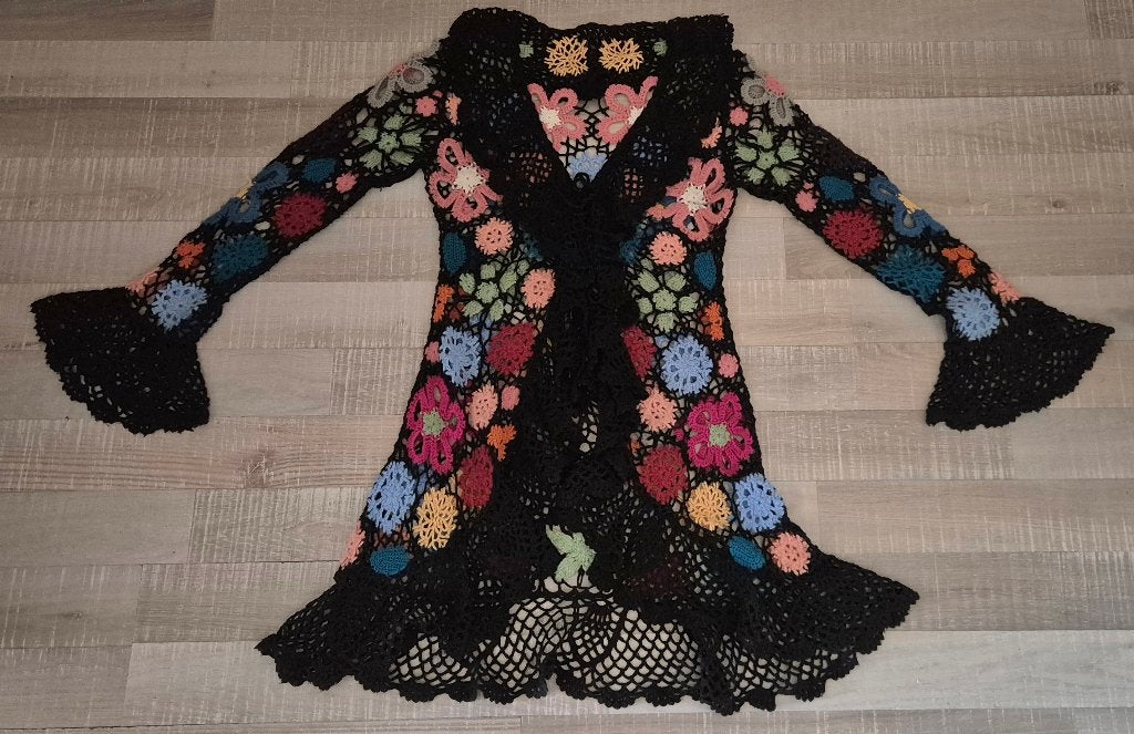Prachtig vintage boho hippie gehaakt vest, maat M, izgst, Ophalen of Verzenden, Zo goed als nieuw, Maat 38/40 (M), Meerkleurig