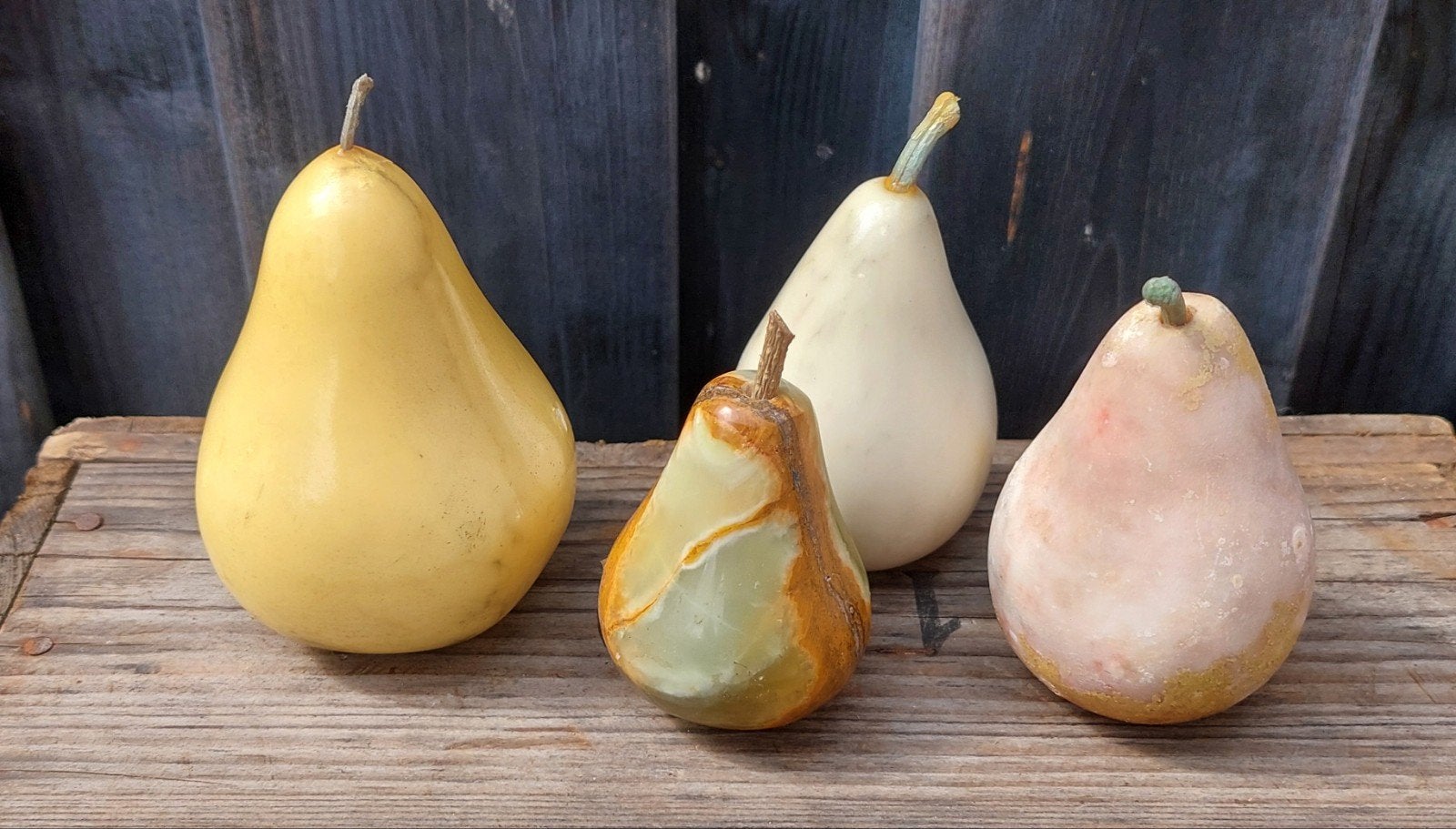 set van 4 peren - Marmer en steen, Ophalen of Verzenden