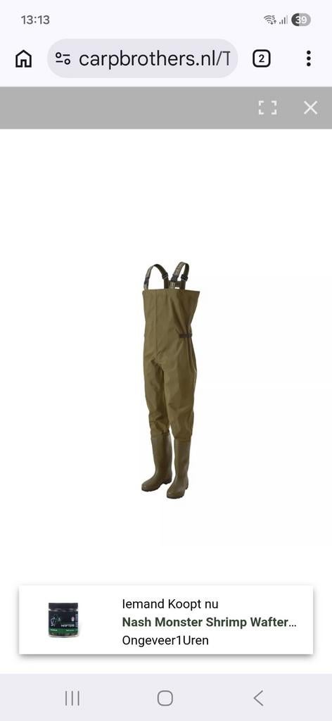 Trakker n2 chest waders waadpak maat 43, Watersport en Boten, Ophalen of Verzenden, Nieuw, Overige typen
