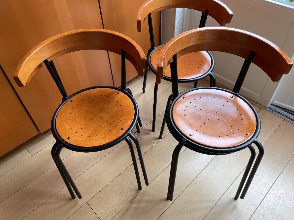 Stoelen vintage Ikea Lars Norinder Korpo 6 stuks 1990, Ophalen, Bruin, Zo goed als nieuw, Scandinavisch vintage