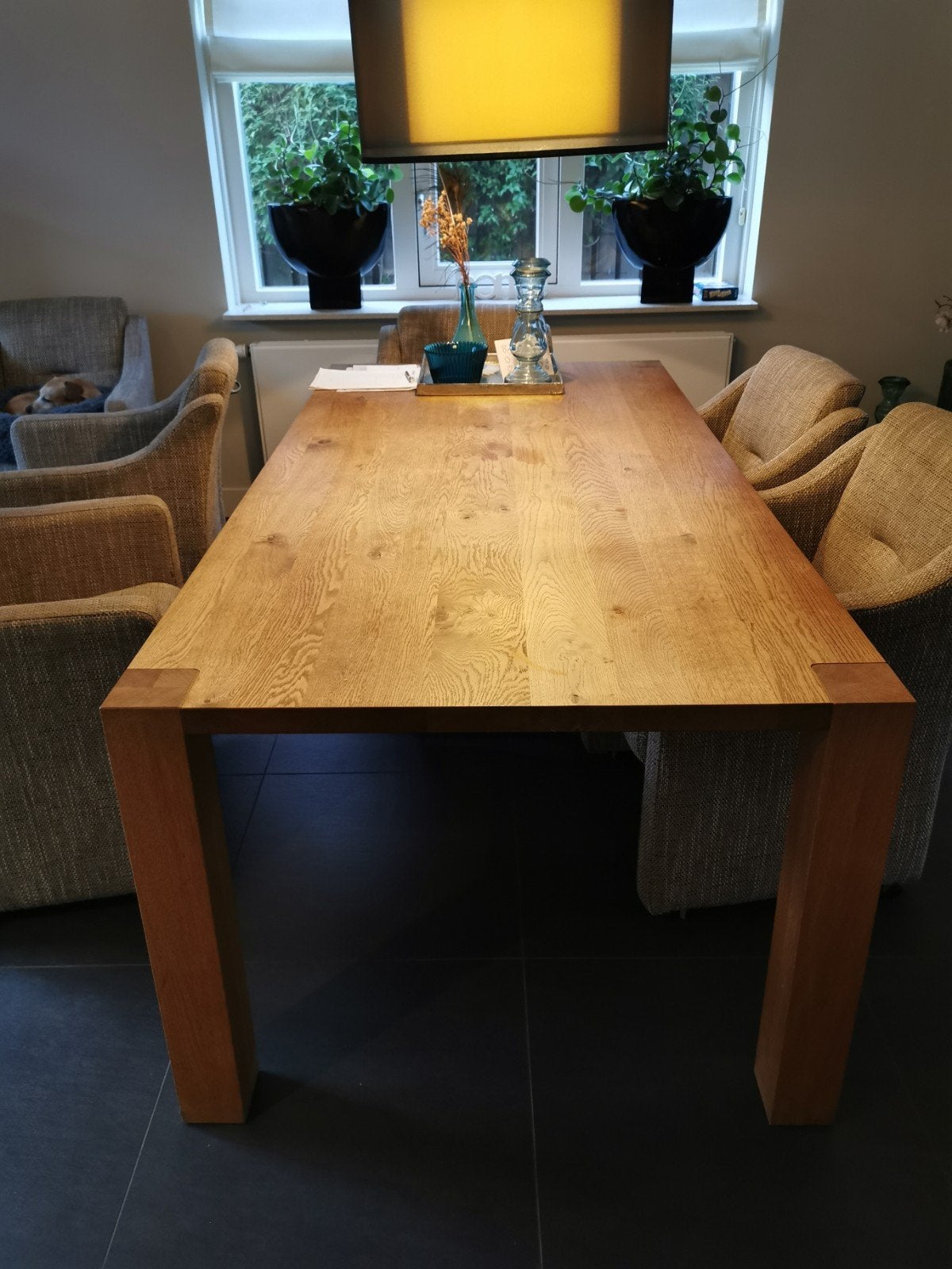 Eiken eettafel 200 x 100 cm, Ophalen, Rechthoekig, 200 cm of meer, 50 tot 100 cm