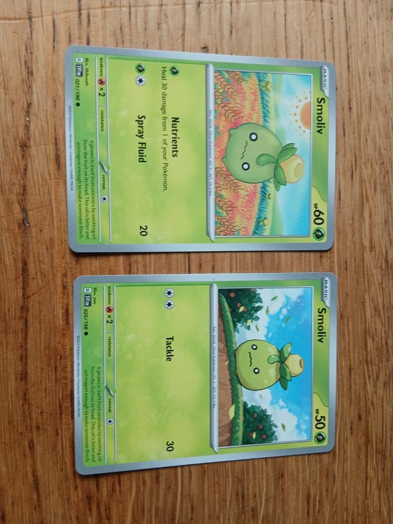 2x Smoliv Pokémon Kaarten (020/198 & 021/198), Ophalen of Verzenden, Zo goed als nieuw, Meerdere kaarten