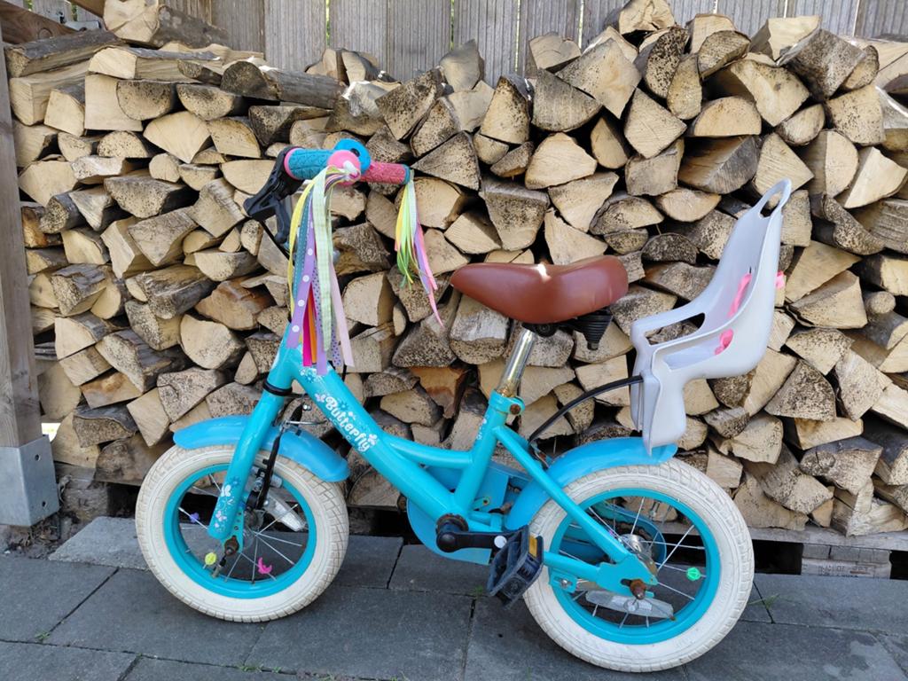 Nogan Butterfly kinderfiets met zitje - goede staat, Fietsen en Brommers, Fietsen | Kinderfietsjes, Gebruikt, Minder dan 16 inch