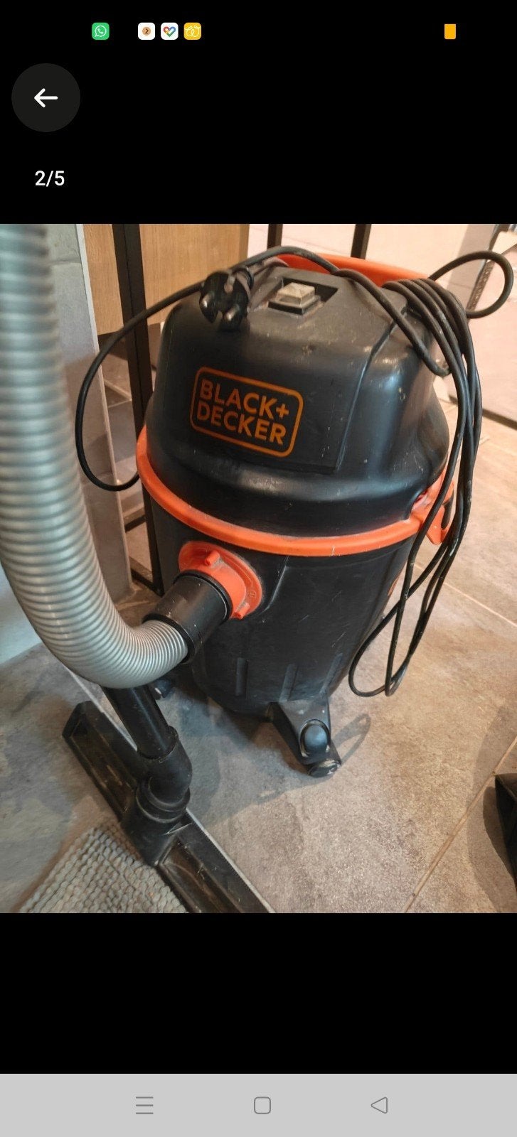 Black & Decker bouwstofzuiger met herbruikbare stofzak, Overige merken, Gebruikt, Industriële stofzuiger, Minder dan 1200 watt