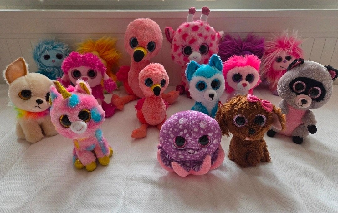 Grote collectie Ty knuffels - Beanie Boos, Roze, Klein (minder dan 20 cm), Ty, Hond