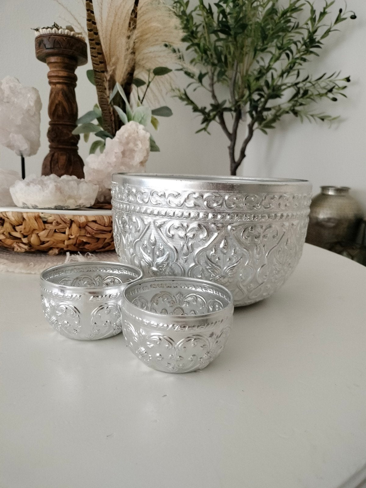 Oosterse boho schalen set, Ophalen, Zo goed als nieuw, Rond, Glas