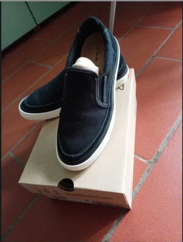 Clarks Aceley Step Slip On Canvas Pumps Black – Maat 37.5, Blauw, Instappers, Nieuw, Ophalen of Verzenden