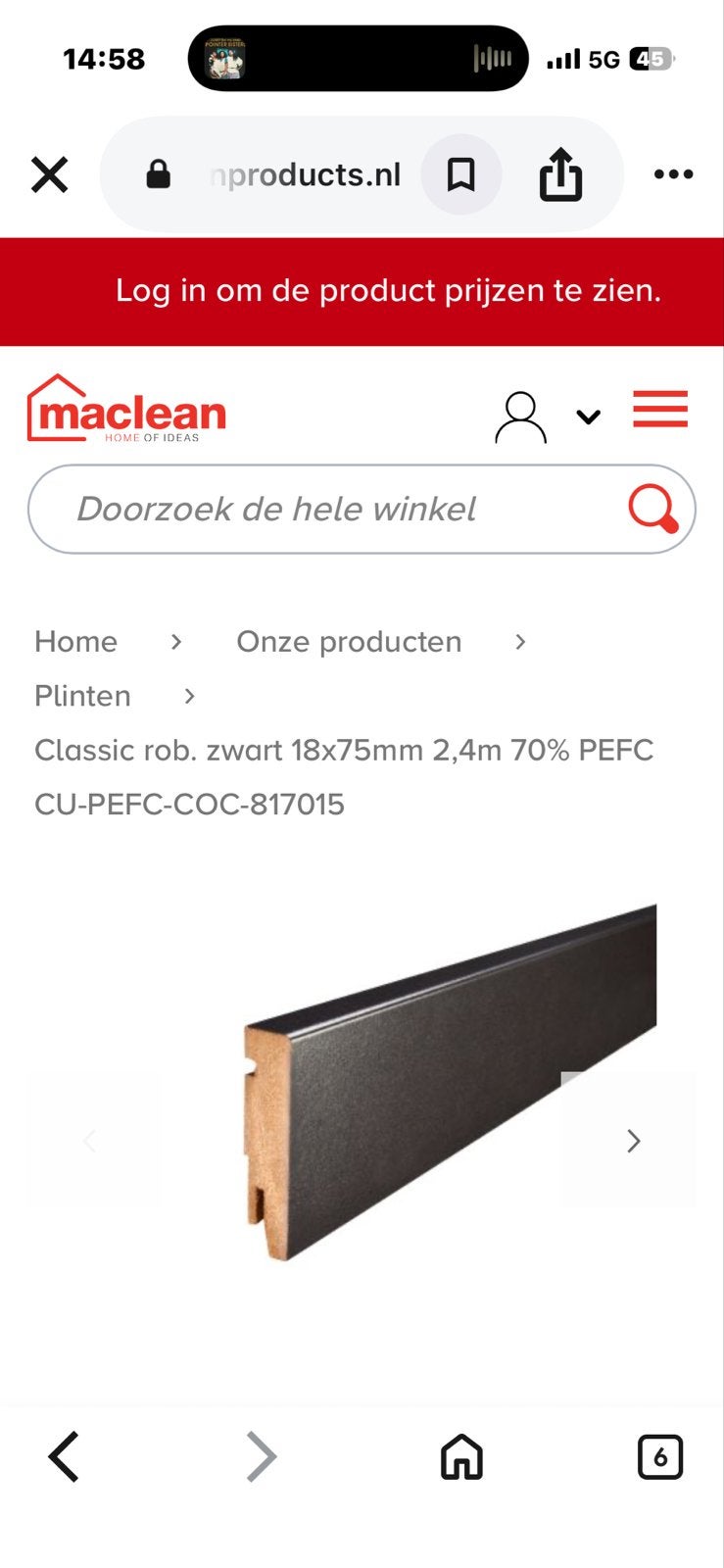 Maclean Robuust zwarte plinten 18mm dik, 2400mm lang, Doe-het-zelf en Verbouw, Plinten en Afwerking, Nieuw, Ophalen of Verzenden