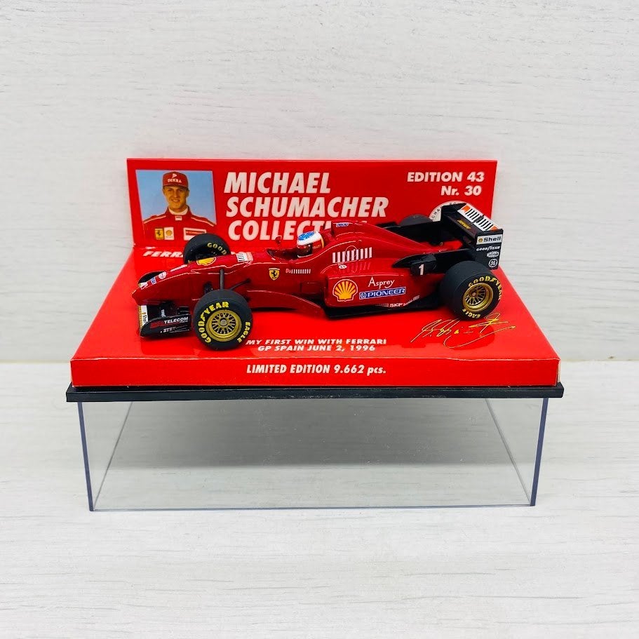 Minichamps 1:43 - Ferrari F1 1996 GP Win Spain M. Schumacher, Ophalen of Verzenden, Zo goed als nieuw, Auto, MiniChamps