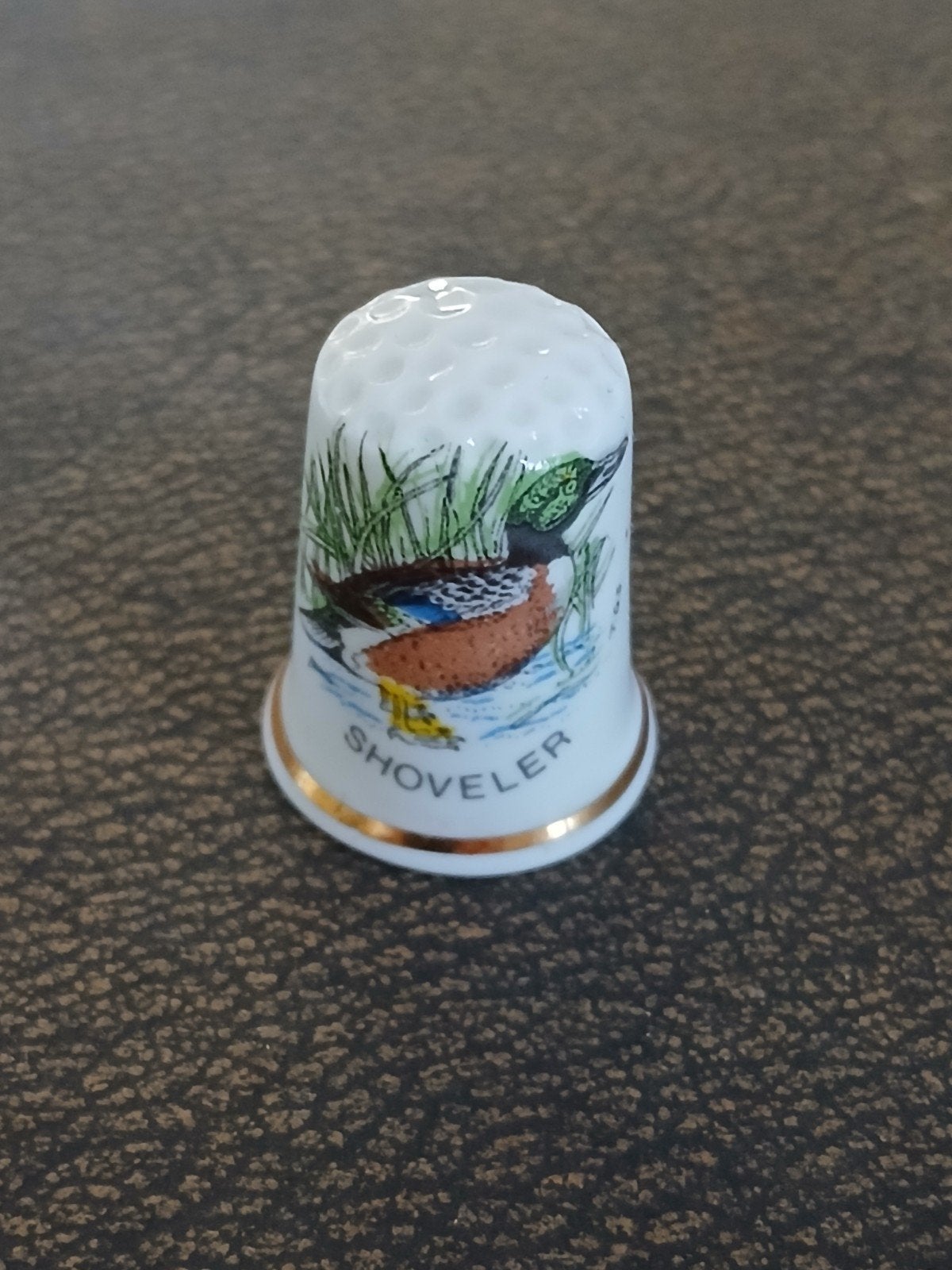 Vingerhoedje met slobeend - Birchcroft Fine Bone China, Verzamelen, Ophalen of Verzenden, Porselein