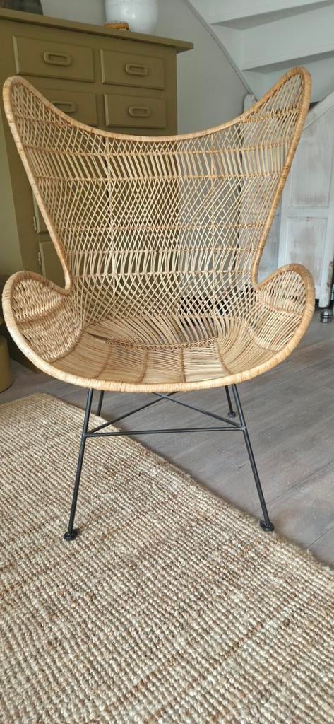 HKliving Rotan Egg chair naturel bohemian, Huis en Inrichting, Ophalen, Minder dan 75 cm, Zo goed als nieuw, Metaal