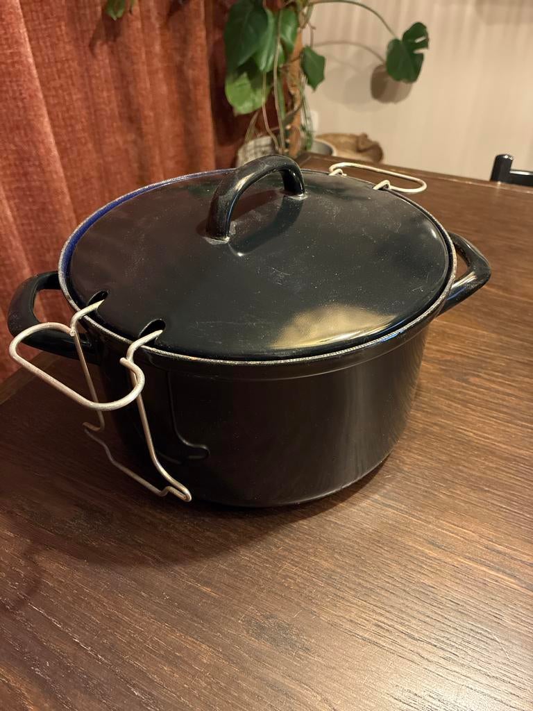 BK Fortalit Frituurpan - Zwart, Emaille voor inductie, 3 tot 4 liter, Ophalen of Verzenden, Gebruikt, Uitneembare binnenpan
