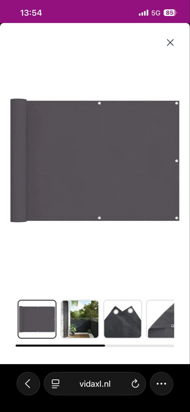 Nieuw VidaXL Balkon/Schaduwdoek Antraciet 2x3m, Overige typen, Nieuw, Ophalen of Verzenden, 150 tot 300 cm