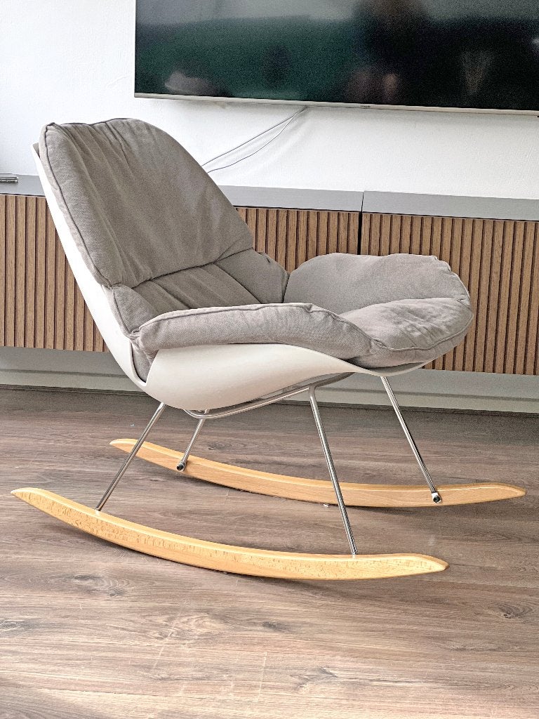 Design schommelstoel Zuiver / Dutchbone, Huis en Inrichting, Stoelen, Ophalen, Gebruikt, Hout, Wit