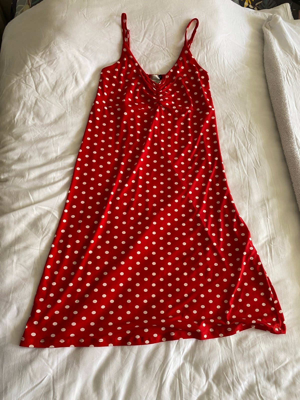 FOS Amsterdam Rode Jurk met Witte Stippen - Maat XL, Maat 46/48 (XL) of groter, Ophalen of Verzenden, Zo goed als nieuw, Boven de knie
