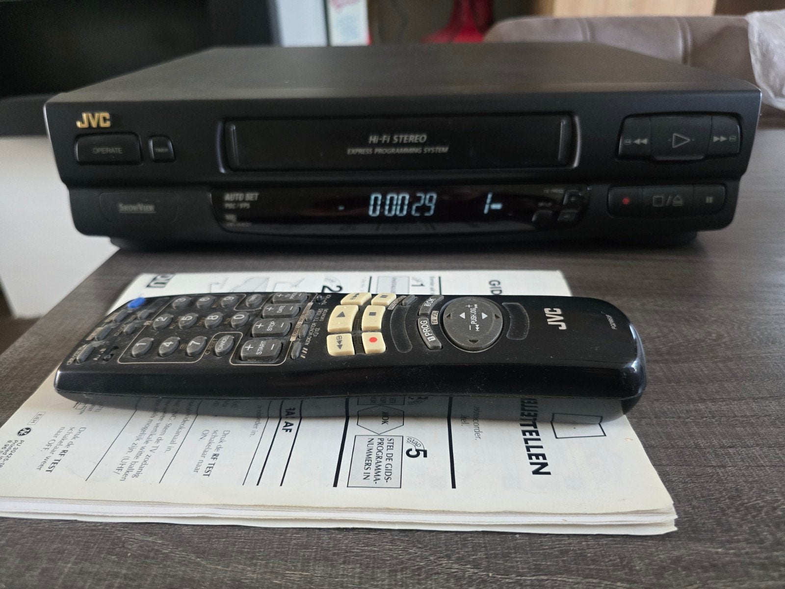 JVC HR-A637E VHS-speler met afstandsbediening, Audio, Tv en Foto, Videospelers, Ophalen of Verzenden, Gebruikt, VHS-speler of -recorder