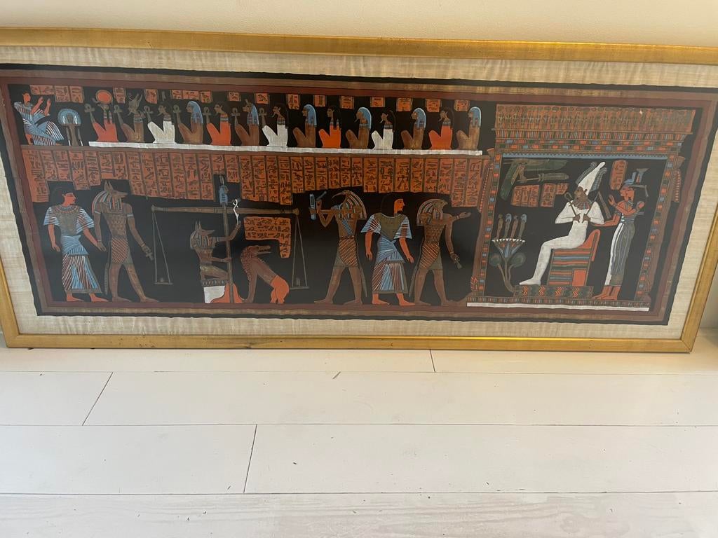 Het wegen van het hart, Egyptisch tafereel, papyrus in lijst, Ophalen