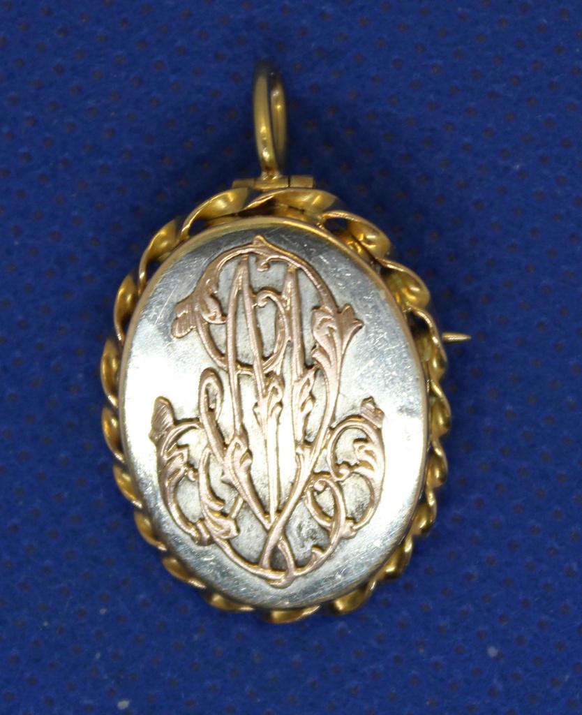 Gouden zilveren Hanger / broche, Sieraden, Tassen en Uiterlijk, Antieke sieraden, Ophalen of Verzenden, Goud, Broche