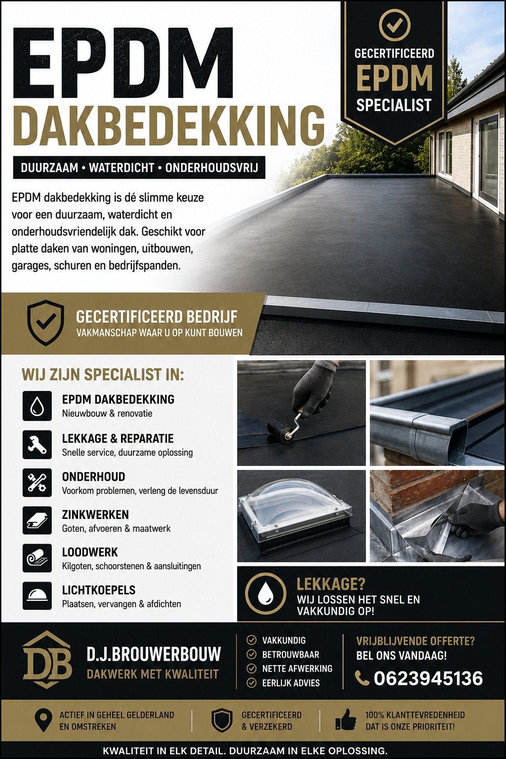 Epdm dakbedekking  ook voor bitumen dakbedekkingen HWA, Overige materialen, Zwart, Nieuw, Ophalen of Verzenden