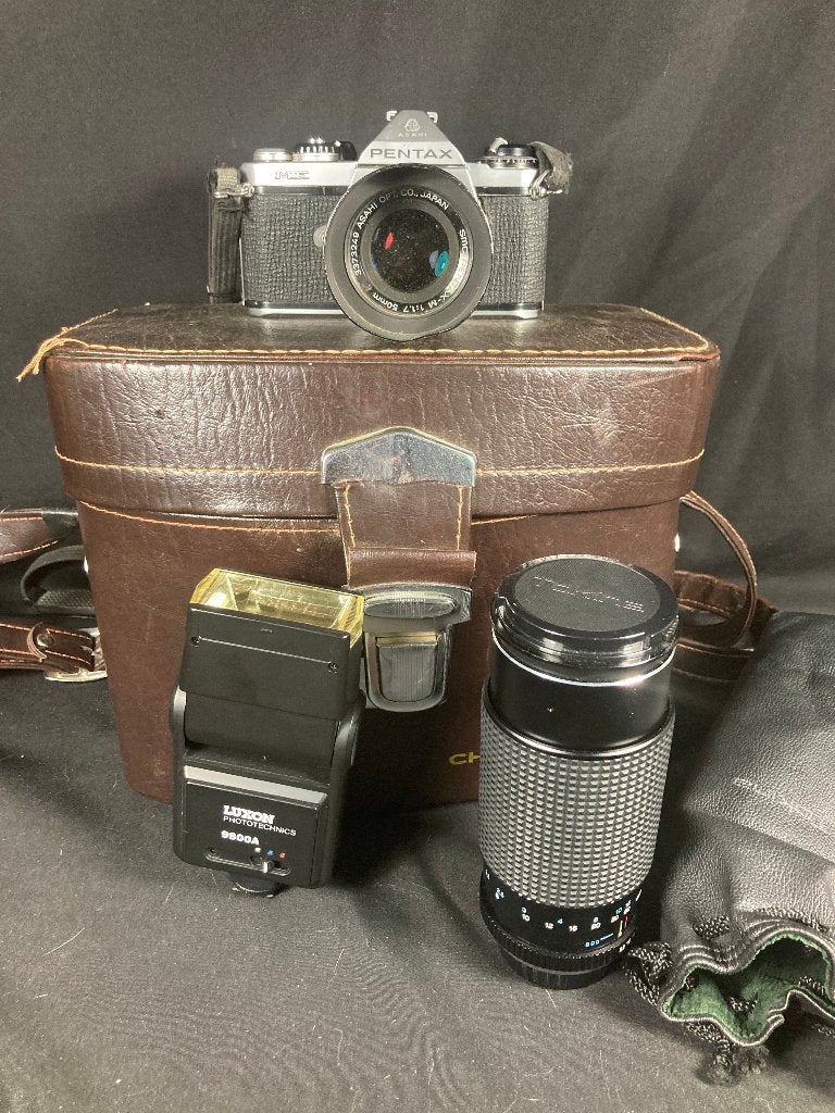 Pentax Asahi ME camera met extra lens en tas, Gebruikt, --, Spiegelreflex, Ophalen of Verzenden