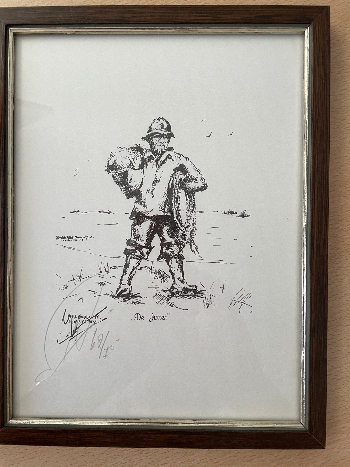 Pentekening "De Jutter" Kees Doolaard 1980 Den Helder, Verzenden, Tekening, Pentekening, Genummerd