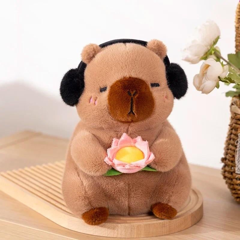 Capybara met Lotus schattige pluche knuffels (25cm), Ophalen of Verzenden, Nieuw, Overige typen