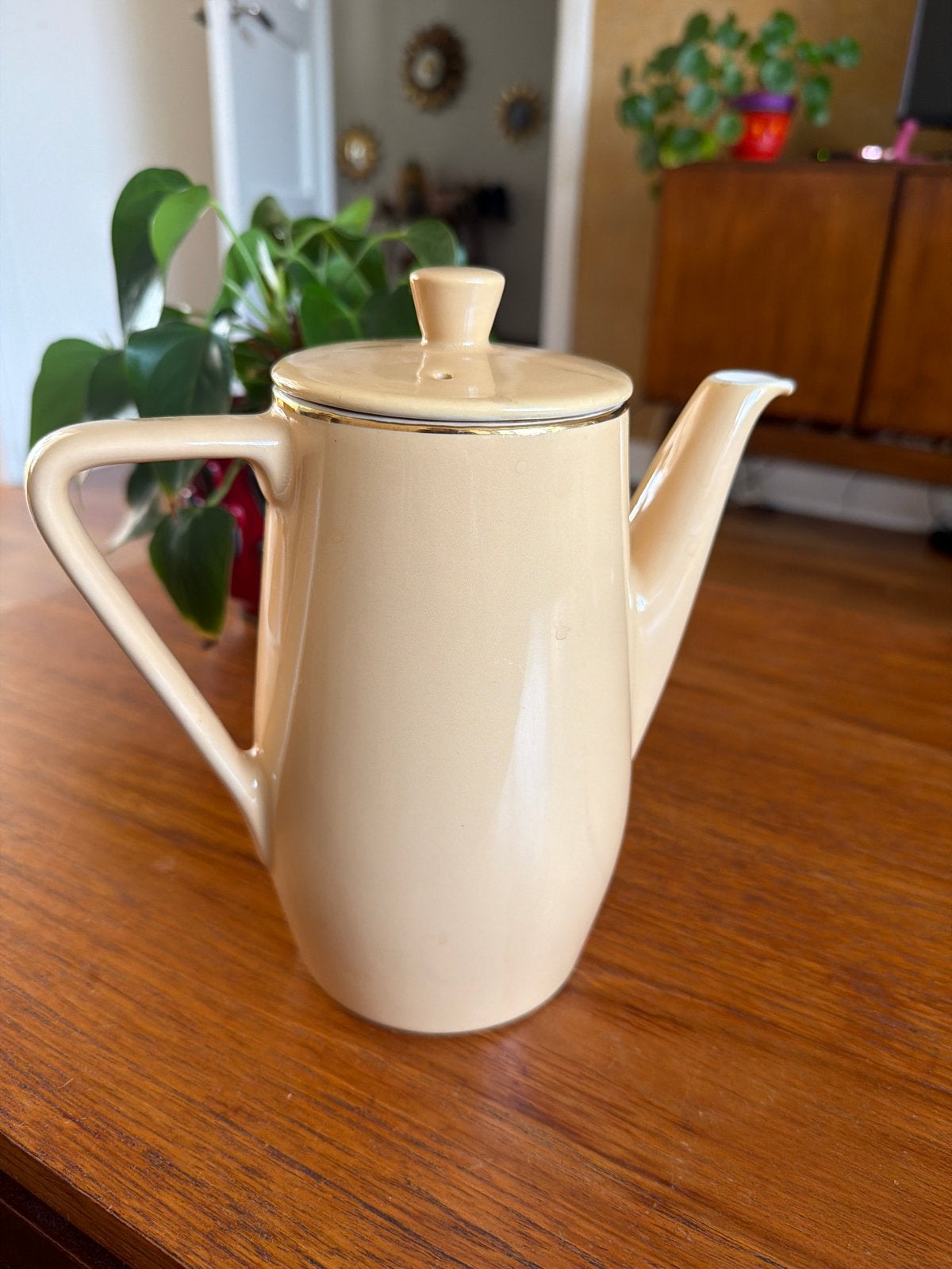 Vintage Douwe Egberts koffie-/theepot met gouden randje, Antiek en Kunst, Ophalen of Verzenden