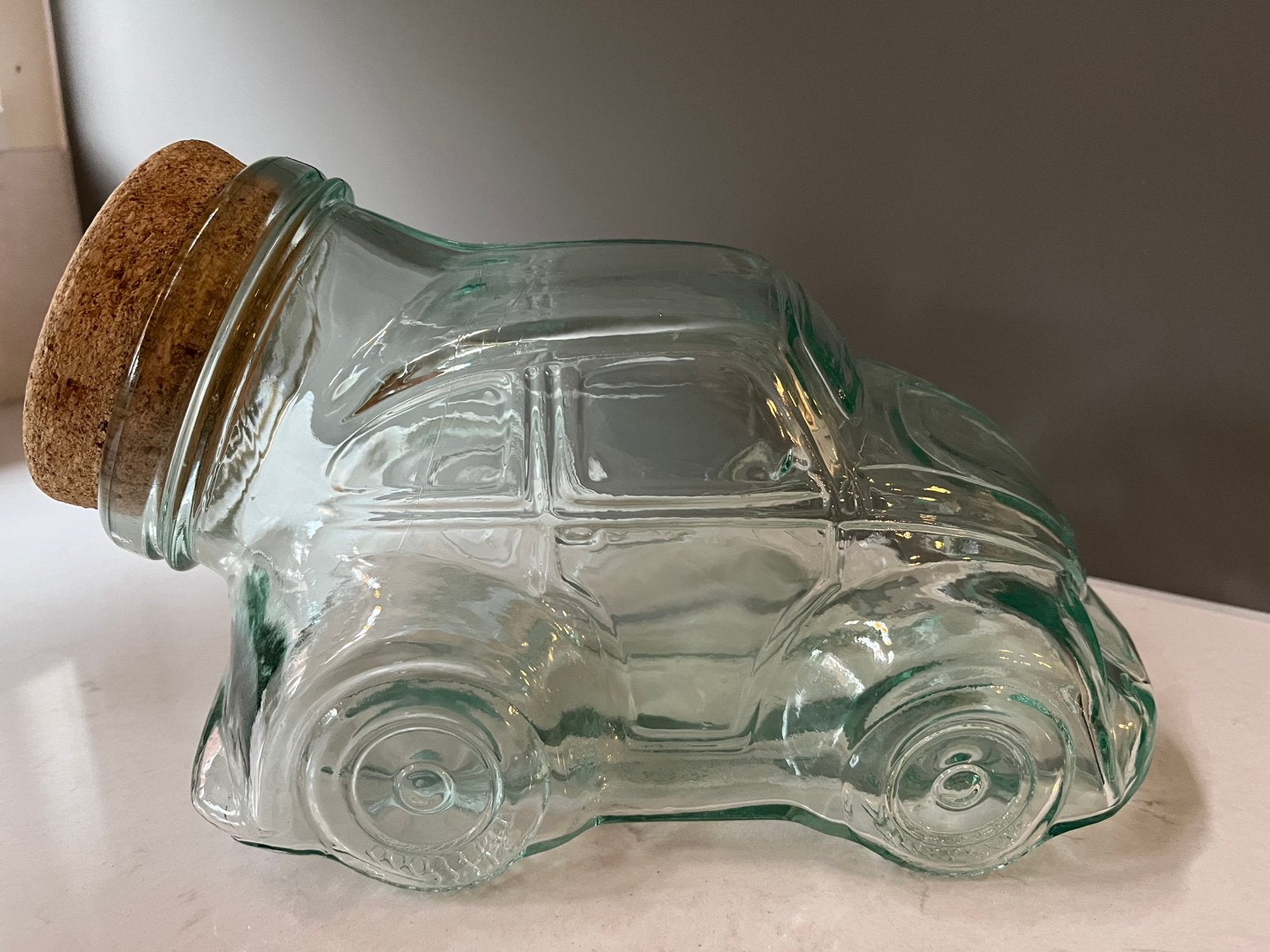 Vintage glazen koekjespot volkswagen kever beetle bug, Ophalen