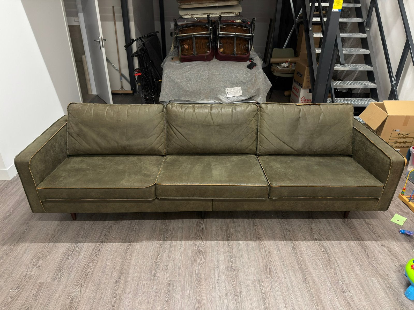 Rodeo Bank Wood Army Green 3-zits - Gebruikt, Goede Staat, Ophalen, 250 tot 300 cm, Gebruikt, Driepersoons