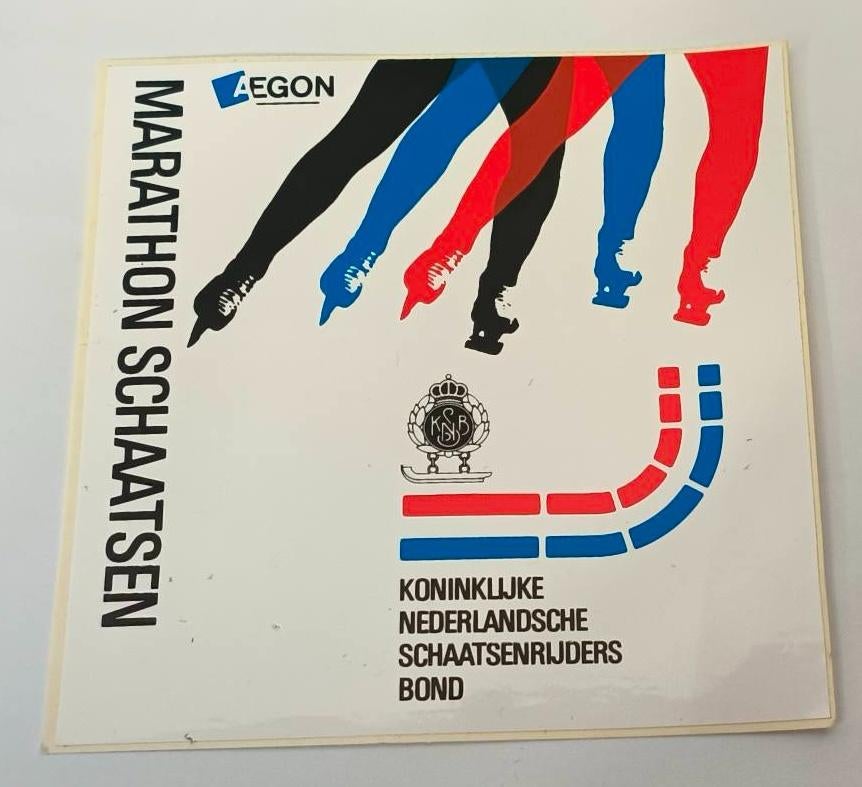 Sticker KNSB Marathon schaatsen, Ophalen of Verzenden, Zo goed als nieuw, Sport