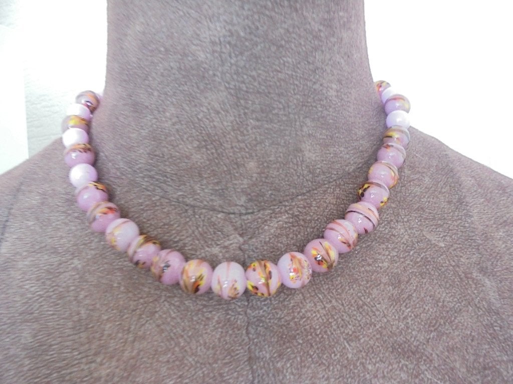 Prachtige ketting roze gemeleerd Murano glas, Ophalen of Verzenden, Nieuw, Roze, Overige materialen