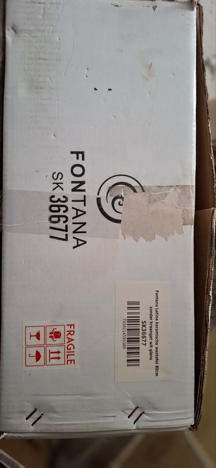 Fontana Latina keramische wastafel 80cm zonder kraangat, Ophalen of Verzenden, Nieuw