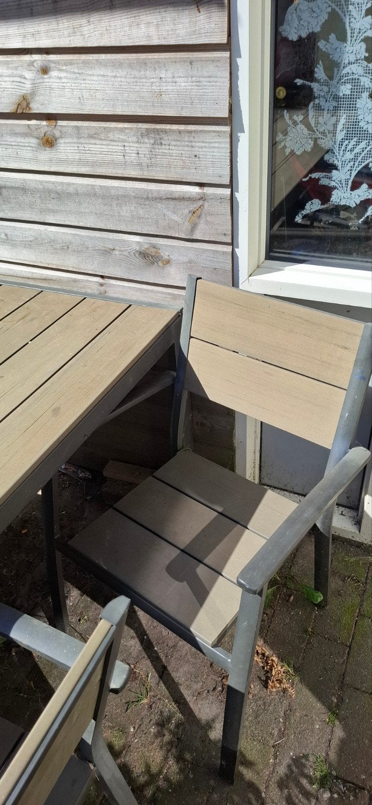 tafel en 6 stoelen, Ophalen, Gebruikt, Kunststof