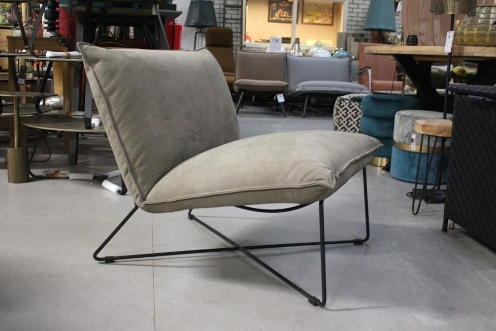 2 x luxe fauteuil EARL Jess design metaal leer naturel beige, Huis en Inrichting, Fauteuils, Ophalen, 75 tot 100 cm, Zo goed als nieuw