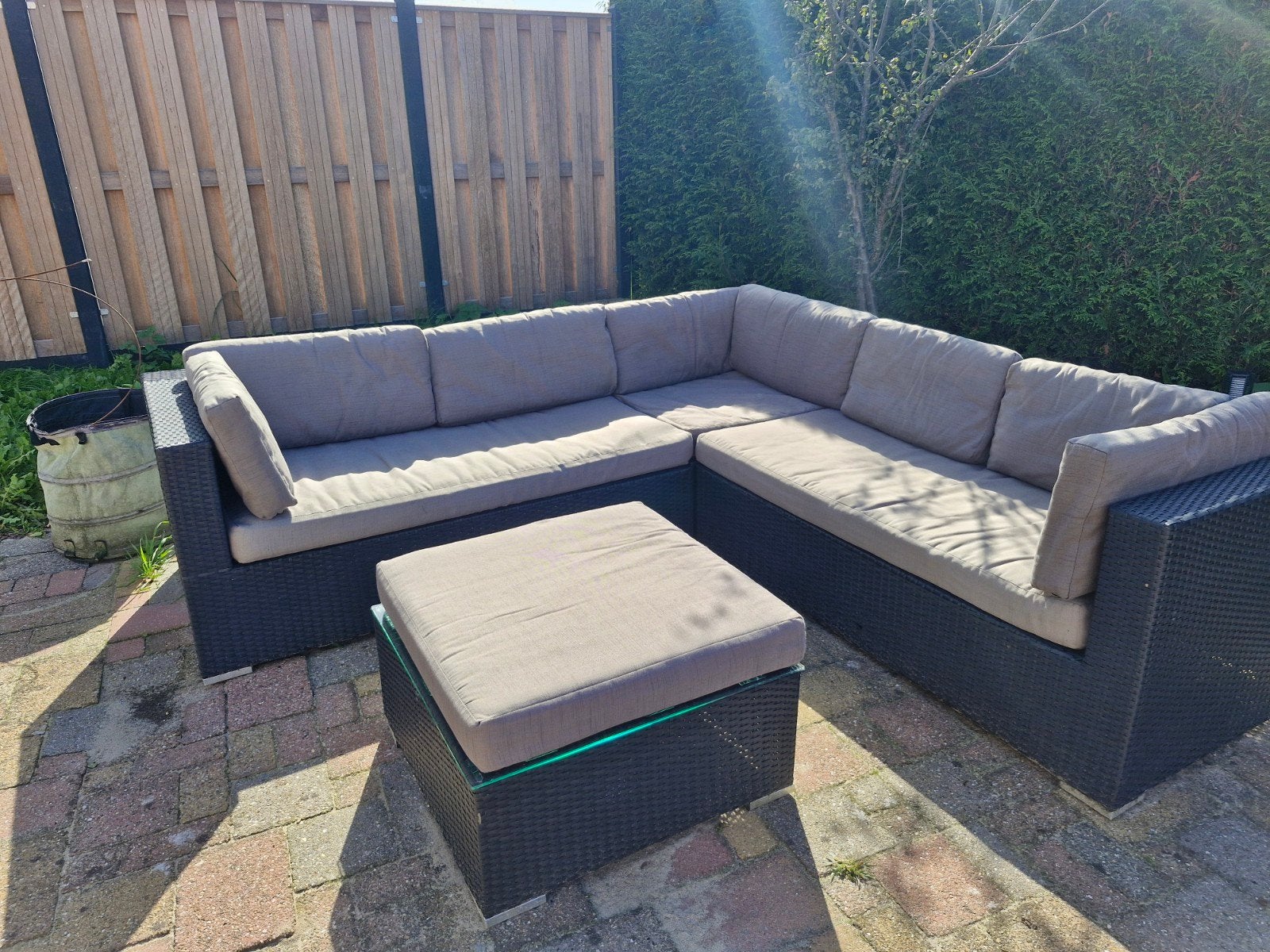 Wicker loungeset, 5 tot 6 personen, Ophalen, 5 zitplaatsen, Gebruikt, Hocker