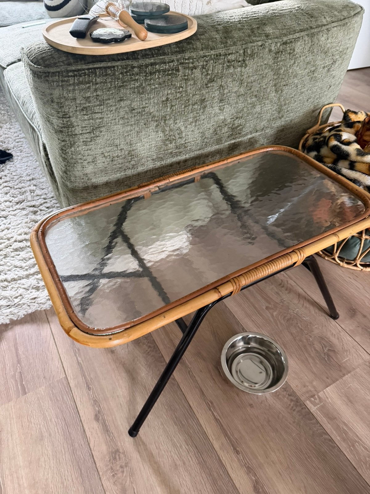 Rohé rotan tafeltje, Ophalen, 50 tot 100 cm, Rechthoekig, Glas