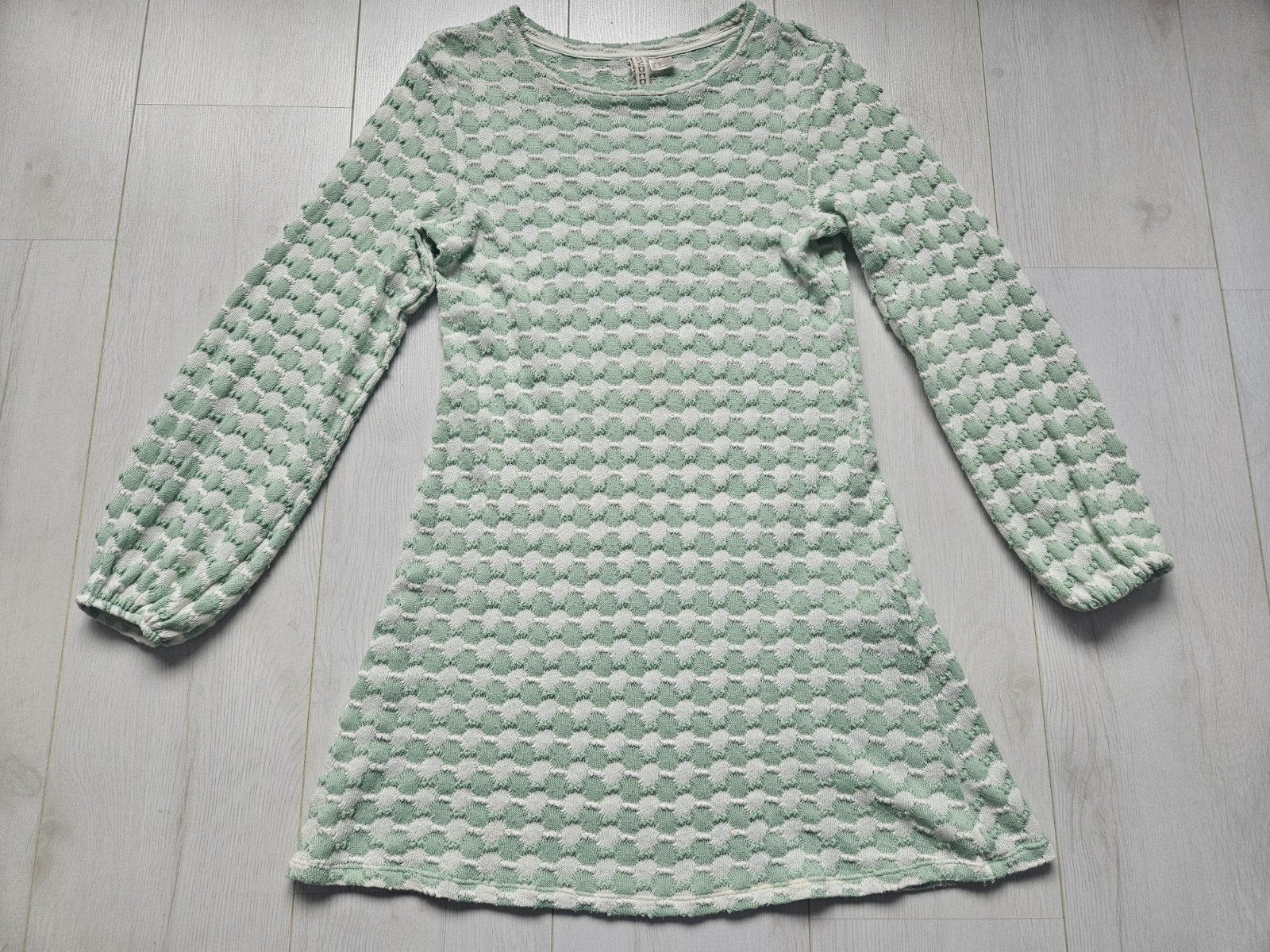 H&M Divided gebreide mintgroen wit jurk patroon maat XS/34, Kleding | Dames, Jurken, Ophalen of Verzenden, Zo goed als nieuw
