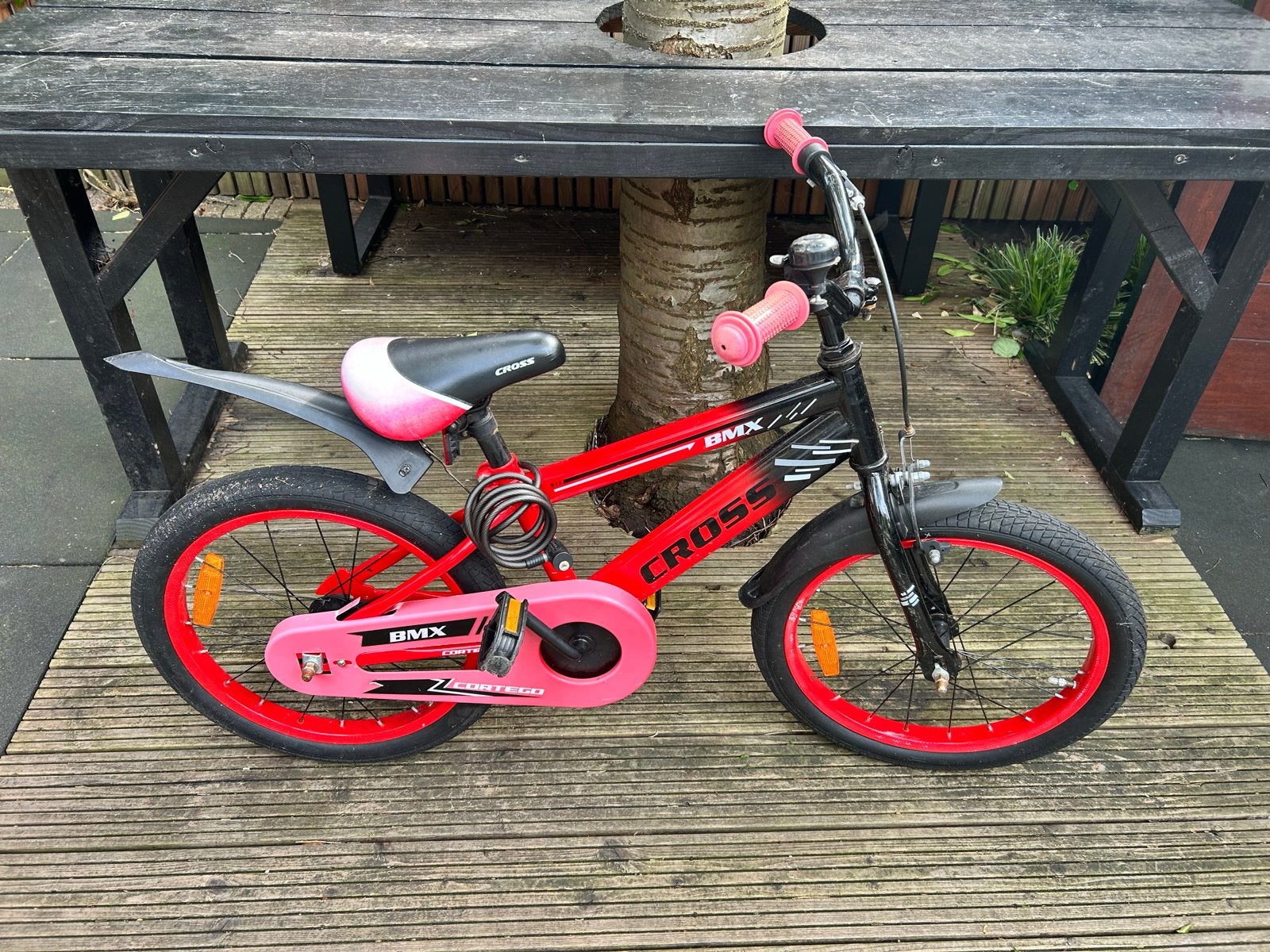 Stoere Jongens BMX fiets Rood Zwart 18 inch, Fietsen en Brommers, Ophalen, Staal, Velgrem, V-brakes