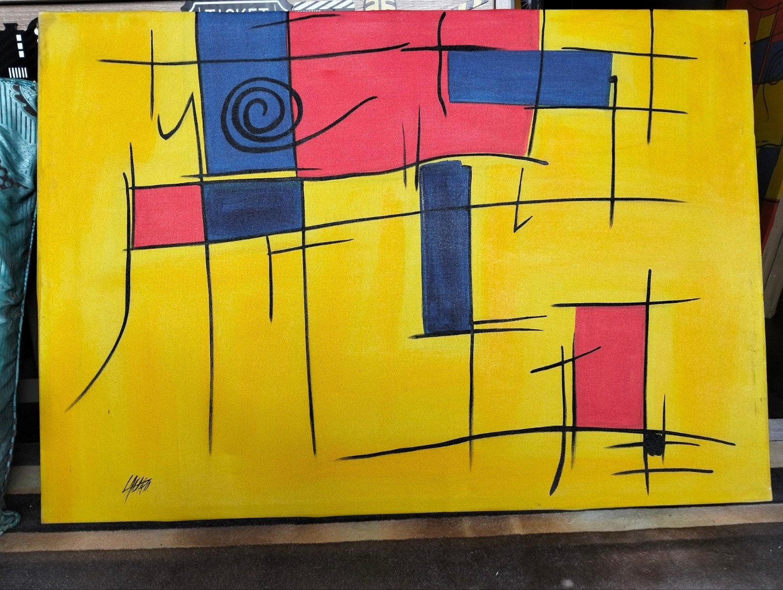 Unieke set van drie abstracte schilderijen, Antiek en Kunst, Kunst | Schilderijen | Abstract, Ophalen