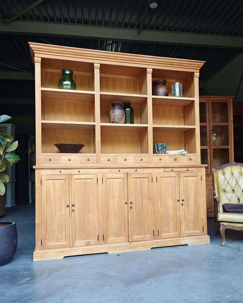 Mooie teak boekenkast | Vakkenkast teakhout #8664, Huis en Inrichting, Kasten | Boekenkasten, Gebruikt, Met deur(en), -, 200 cm of meer