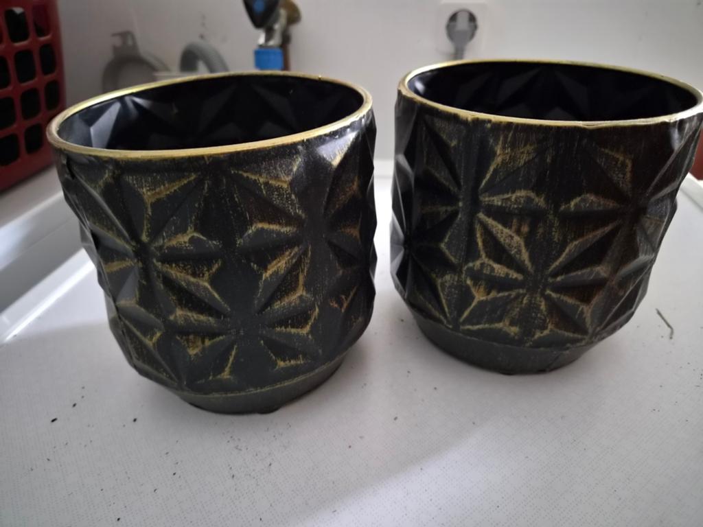 Gouden potten 15 cm, Tuin en Terras, Bloempotten, Ophalen, Rond, Aardewerk, Minder dan 40 cm